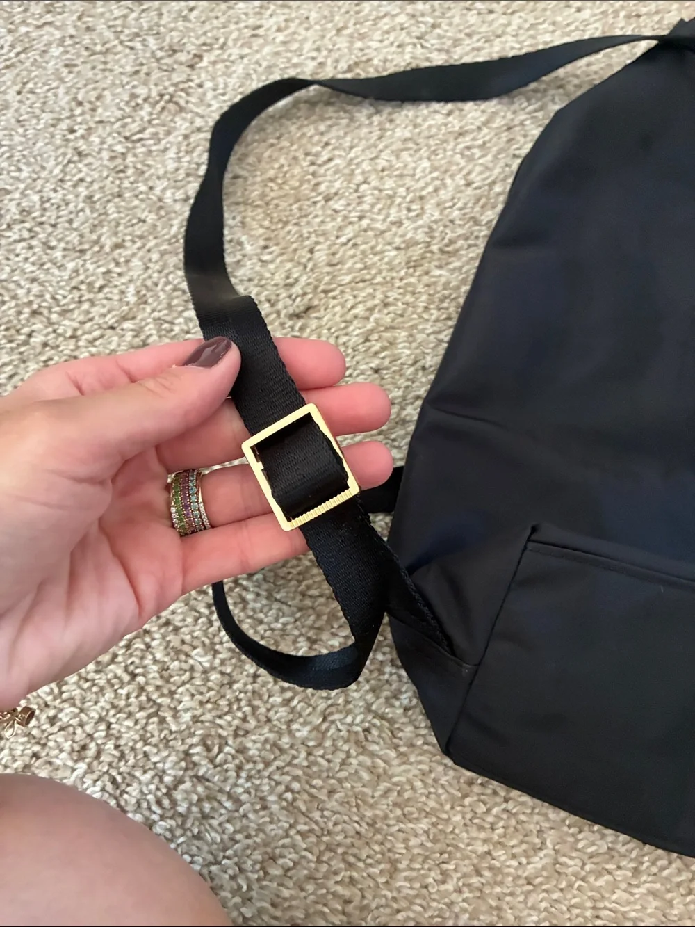 Tory Burch Black Nylon Logo Flap Backpack